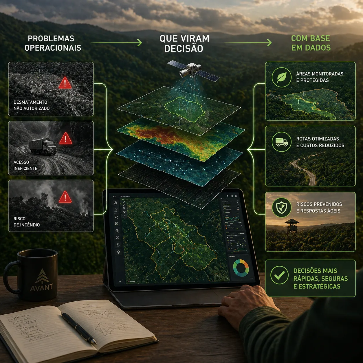 Fluxo visual de problemas operacionais transformados em decisão com base em dados